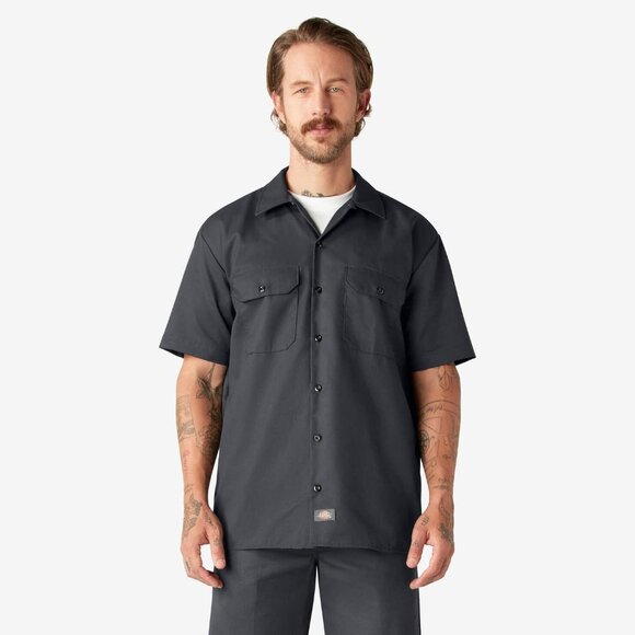 Vintage Classic Dickies Black Short Sleeve Work Button down Shirt, Men's Large - Picture 1 of 8